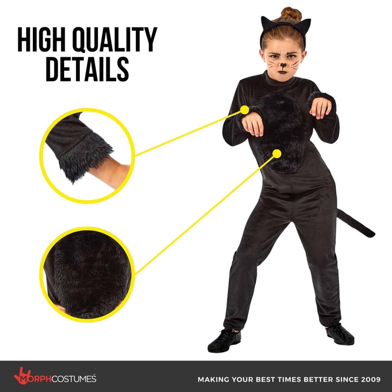 fun shack Black Cat Costume for Girls, Cat Costumes for Kids, Halloween Costumes for Kids, Black Cats Girls Halloween Costume, X-Large - Image 4